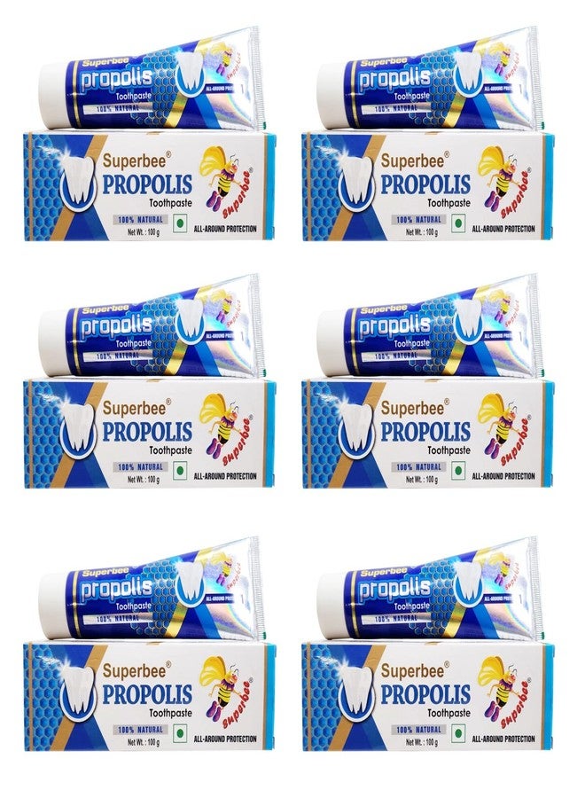 Superbee Propolis Toothpaste, Pack of 6, 100g Each, Natural Herbal Formula with Honey, Fluoride-Free - Image 1